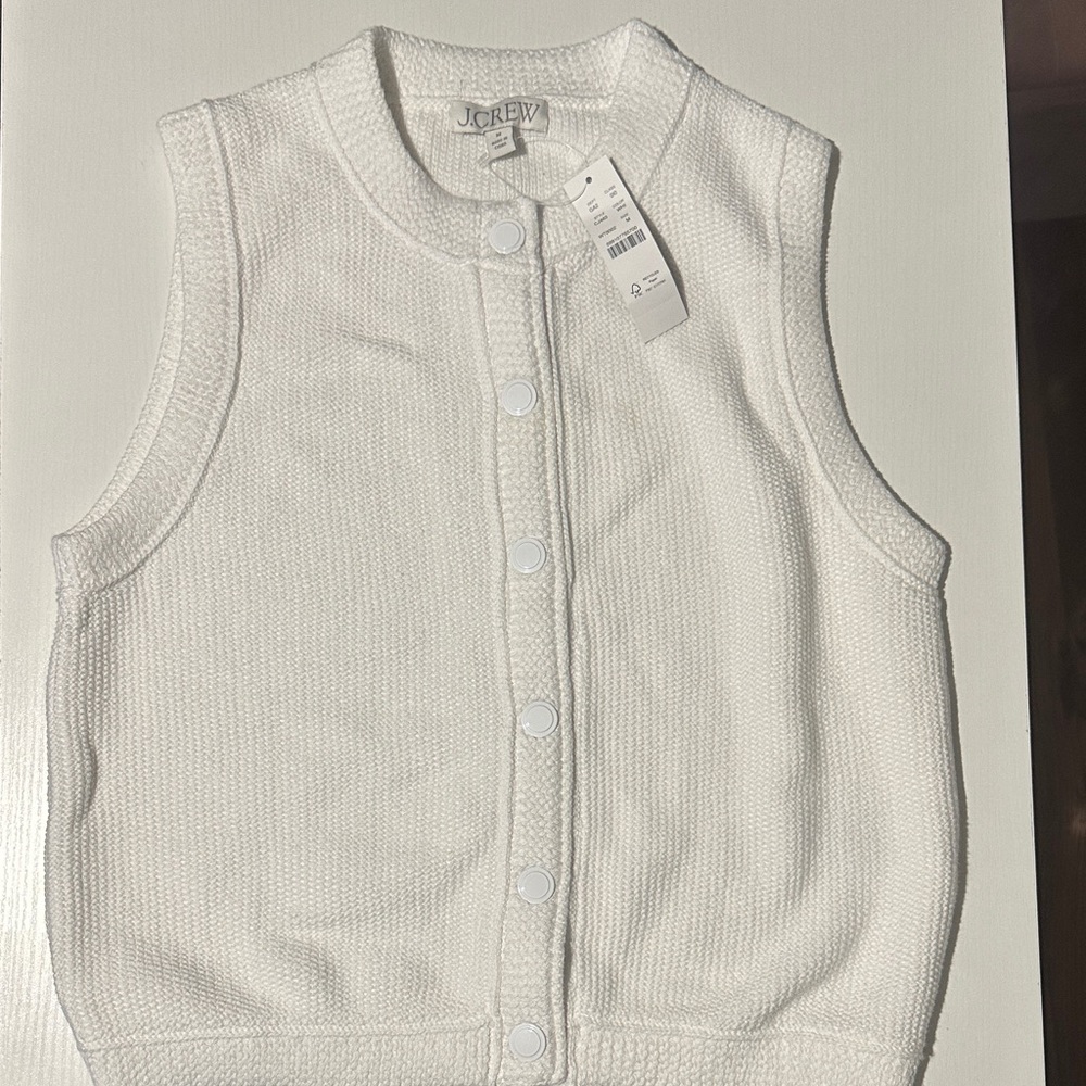 J. Crew Women's Cream Button-Up Sweater Vest
